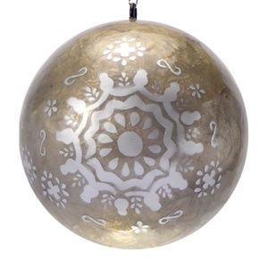 Chalice Snowflake Lacquered Hand-made Painted Capiz Christmas Ornament - Grey